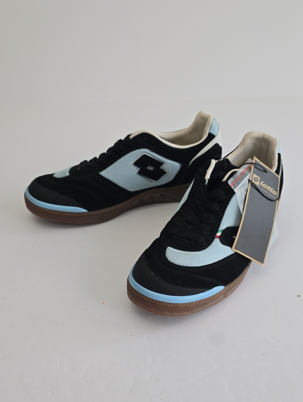 NWT Lotto Men's Sneakers Italian Sport Design Black Suede Blue Mesh  Size 9